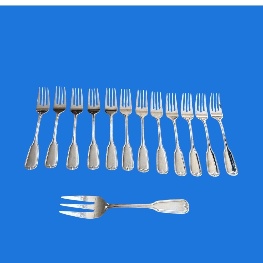 Towle Hotel (12) Fiddle Thread Salad Forks + Large Serving Meat Fork 18/10